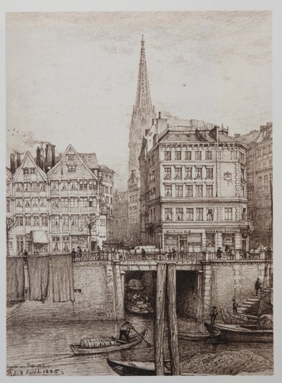 Fleet behind Mattentwiete by Johann Theobald Riefesell
